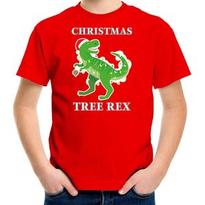 Rood Kerst shirt / Kerstkleding Christmas tree rex voor kinderen