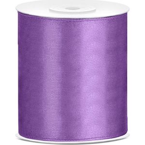 Hobby/knutsel satijnen sierlint - paars - 10 cm x 25 mtr - cadeau lint