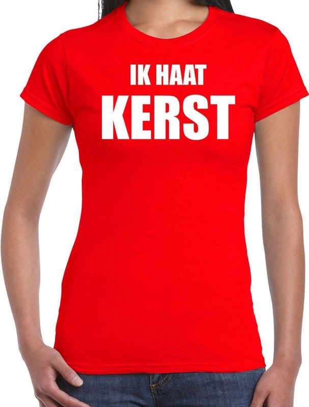 Bellatio Decorations - Fout Kerst T-shirt - Rood - Ik Haat Kerst