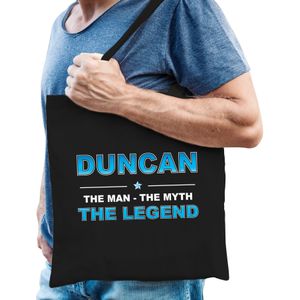Naam cadeau Duncan - The man, The myth the legend katoenen tas - Boodschappentas verjaardag/ vader/ collega/ geslaagd