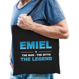 Naam cadeau Emiel - The man, The myth the legend katoenen tas - Boodschappentas verjaardag/ vader/ collega/ geslaagd