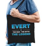 Naam cadeau Evert - The man, The myth the legend katoenen tas - Boodschappentas verjaardag/ vader/ collega/ geslaagd