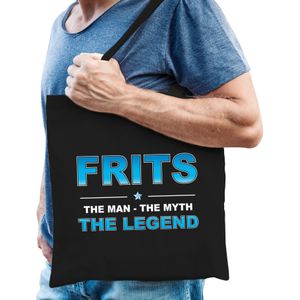 Naam cadeau tas Frits - the legend zwart voor heren - Feest Boodschappentassen