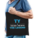 Naam cadeau Ty - The man, The myth the legend katoenen tas - Boodschappentas verjaardag/ vader/ collega/ geslaagd