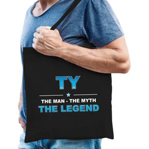 Naam Ty The Man, The myth the legend tasje zwart - Cadeau boodschappentasje