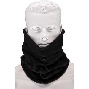 Zwarte thermo fleece windvanger sjaal/shawl met trekkoord voor volwassenen