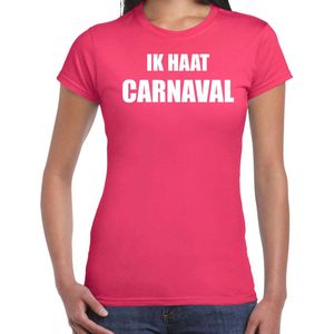 Bellatio Decorations - Ik Haat Carnaval - T-shirt - Fuchsia Roze - Katoen