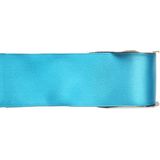 Satijn sierlint - turquoise blauw - Hobby/decoratie cadeau lint - 2,5 cm x 25 meter