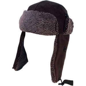 Russische oorflappen muts zwart fleece voor volwassenen - Mutsen met flappen - Winterkleding accessoires 59 cm
