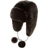 Russische oorflappen muts met pompons zwart nepbont voor dames - Mutsen met flappen - Winterkleding accessoires