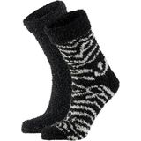 Apollo - Dames Huissokken - Zwart/Wit - 2-Pak - Polyester