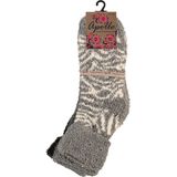 2-Pak dames bedsokken/huissokken grijs/wit maat 36-41