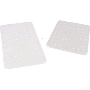 2x Witte Anti-slip Badmatten/Douchematten set - Badkuip/Douchecabine Mat