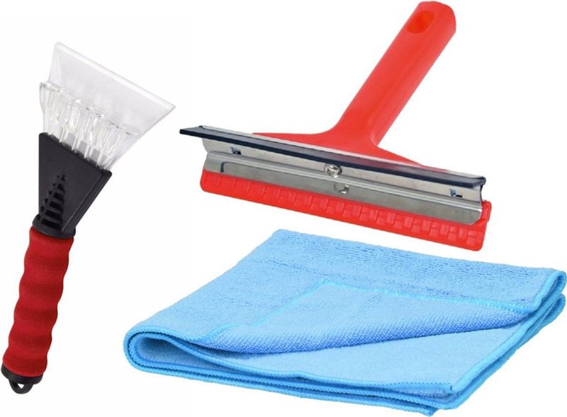 All Ride - IJskrabber Set - Multi - Kunststof - Inclusief Raamwisser en Condensdoek