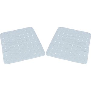 2x Lichtblauwe anti-slip badmatten/douchematten 45 x 45 cm vierkant - Badkuip mat - Douchecabine mat - Grip mat voor in douche/bad