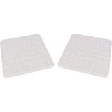 2x Witte anti-slip badmatten/douchematten 45 x 45 cm vierkant - Badkuip mat - Douchecabine mat - Grip mat voor in douche of bad