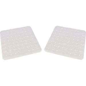 2x Witte anti-slip badmatten/douchematten 45 x 45 cm vierkant - Badmatjes
