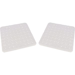 2x Witte anti-slip badmatten/douchematten 45 x 45 cm vierkant - Badkuip mat - Douchecabine mat - Grip mat voor in douche of bad