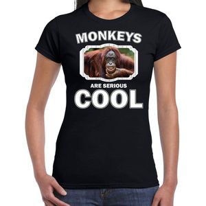 Dieren gekke orangoetan  t-shirt zwart dames - monkeys are cool shirt