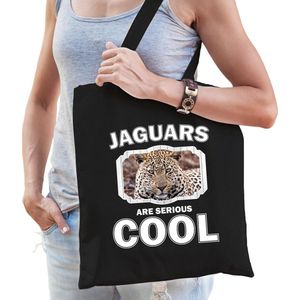 Dieren jaguar  katoenen tasje volw + kind zwart - jaguars are cool boodschappentas/ gymtas / sporttas - cadeau jaguars fan