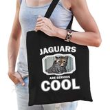 Dieren gevlekte jaguar  katoenen tasje volw + kind zwart - jaguars are cool boodschappentas/ gymtas / sporttas - cadeau jaguars fan