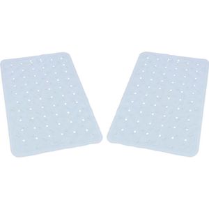 Set van 2x stuks lichtblauwe anti-slip badmat 36 x 57 cm rechthoekig - Badkuip mat - Grip mat voor in douche of bad