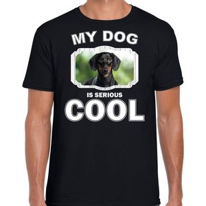 Coole teckel honden t-shirt my dog is serious cool zwart - heren - teckels liefhebber cadeau shirt