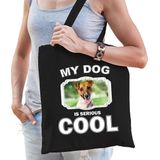 Dieren Jack russel terriers tasje katoen volw + kind zwart - my dog is serious cool kado boodschappentas/ gymtas / sporttas - honden / hond