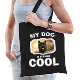 Dieren Cairn terriers tasje katoen volw + kind zwart - my dog is serious cool kado boodschappentas/ gymtas / sporttas - honden / hond