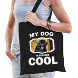 Dieren Newfoundlanders tasje katoen volw + kind zwart - my dog is serious cool kado boodschappentas/ gymtas / sporttas - honden / hond