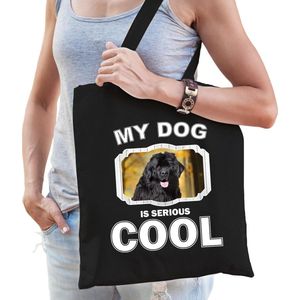 Dieren Newfoundlanders tasje katoen volw + kind zwart - my dog is serious cool kado boodschappentas/ gymtas / sporttas - honden / hond