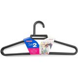 Set van 2x stuks kunststof kledinghangers zwart 41 cm - Kledingkast - Kleding ophangen - Kleerhangers