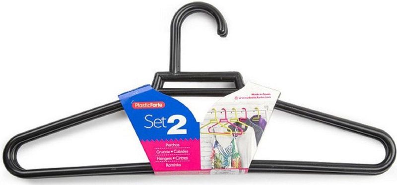 Set van 2x stuks kunststof kledinghangers zwart 41 cm - Kledingkast - Kleding ophangen - Kleerhangers
