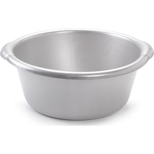 Grote afwasteil/afwasbak rond zilver 20 liter - camping/handwas - multi-functionele teiltjes