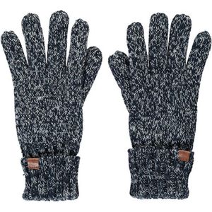 Zwart/navy gemeleerde gebreide handschoenen met fleece voering voor kinderen
