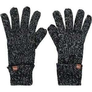 Zwart/grijs gemeleerde gebreide handschoenen met fleece voering voor kinderen