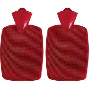 2x Kunststof kruiken rood 1,8 liter zonder hoes - warmwaterkruik