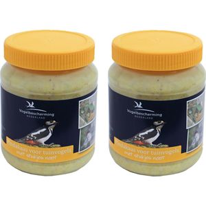 2x Potten vogelpindakaas met noten 330 gram