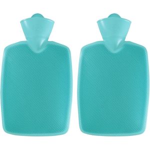 Warm water kruik - 1x - kunststof kruik - zonder hoes - aqua - 1,8 liter - Kruiken