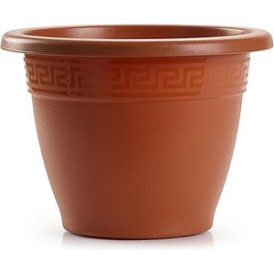 Bloempot terra cotta rond diameter 22 cm - Bloemen/plantenbak/plantenpot van kunststof