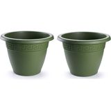 Bloempot donkergroen rond diameter 40 cm - Bloemen/plantenbak/plantenpot van kunststof