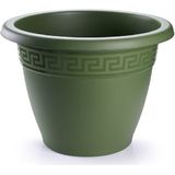 Bloempot donkergroen rond diameter 40 cm - Bloemen/plantenbak/plantenpot van kunststof
