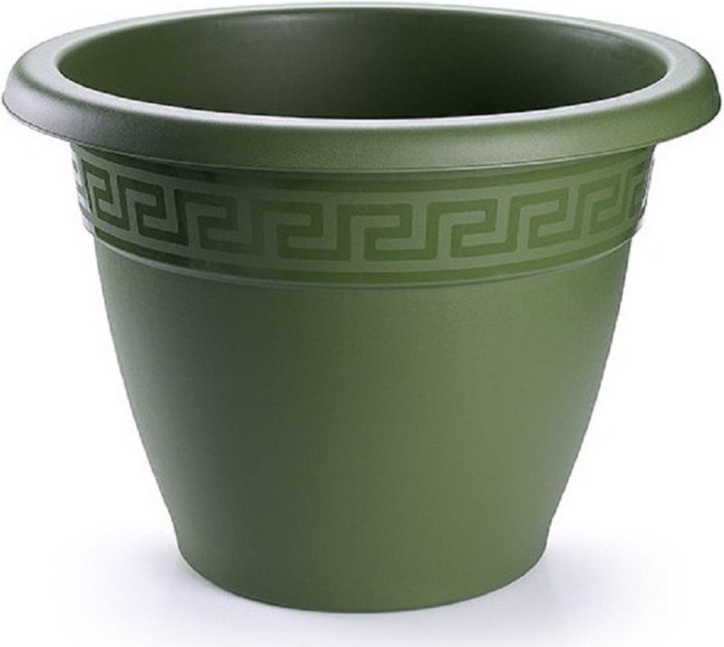 Bloempot donkergroen rond diameter 40 cm - Bloemen/plantenbak/plantenpot van kunststof