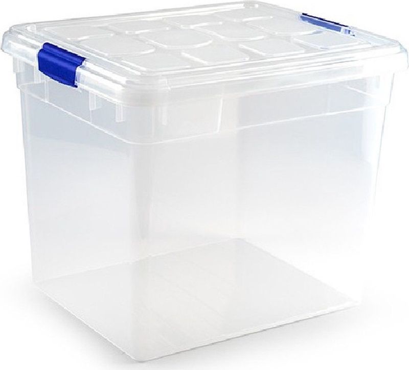 1x stuks Opslagbakken/organizers met deksel 35 liter 42 x 36 x 35 cm transparant - Opbergbakken