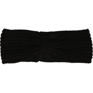 Zwarte gebreide winter hoofdband met strik voor dames/vrouwen - Haarbanden/hoofdbanden - Zachte oorwarmer band