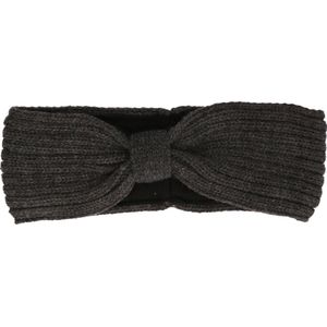 Grijze gebreide winter hoofdband met strik voor dames/vrouwen - Haarbanden/hoofdbanden - Zachte oorwarmer band