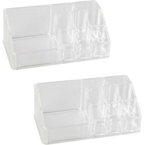 2x stuks make-up organizers/opbergers/houders transparant 17 cm