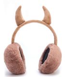 Bruine pluche duivel oorwarmers voor kinderen - Nepbonten oorwarmer jongens/meisjes met hoorns