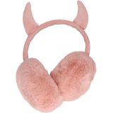 Roze pluche duivel oorwarmers voor kinderen - Nepbonten oorwarmer jongens/meisjes met hoorns