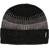 Zwarte/grijze gebreide beanie muts voor volwassenen - Winterkleding accessoires - Warme mutsen voor dames/heren